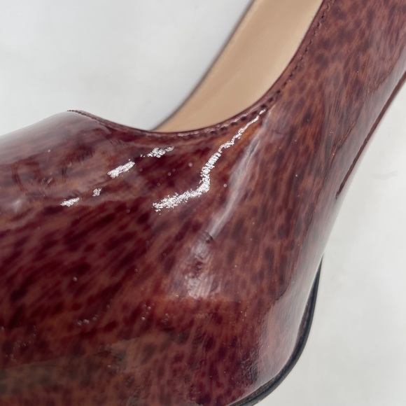 PRADA Peep Toe Luxury Patent Leather Vernice St. Pony Brown Tones High Heel Pump - Picture 7 of 10